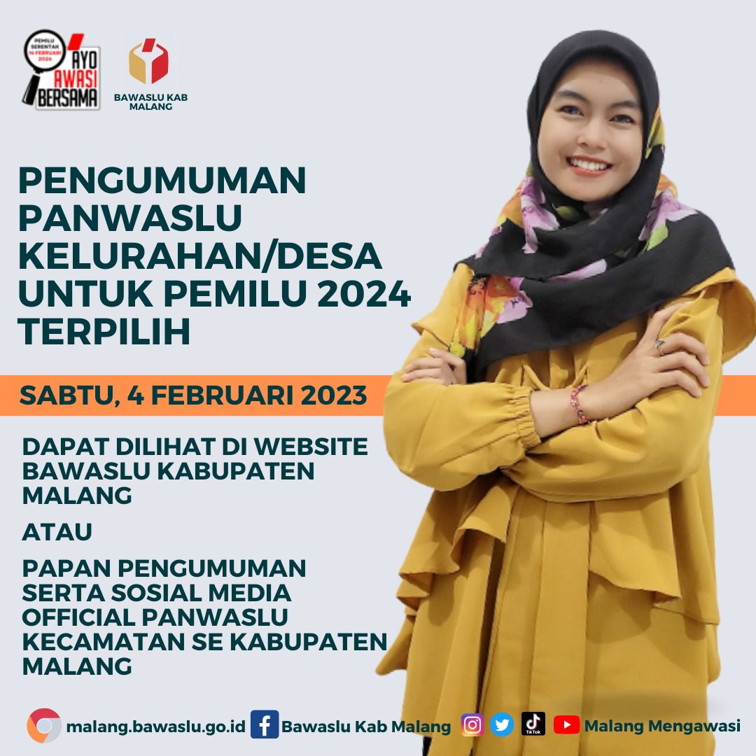 Pengumuman Penetapan Nama-Nama Anggota Panwaslu Kelurahan/Desa Terpilih se Kabupaten Malang