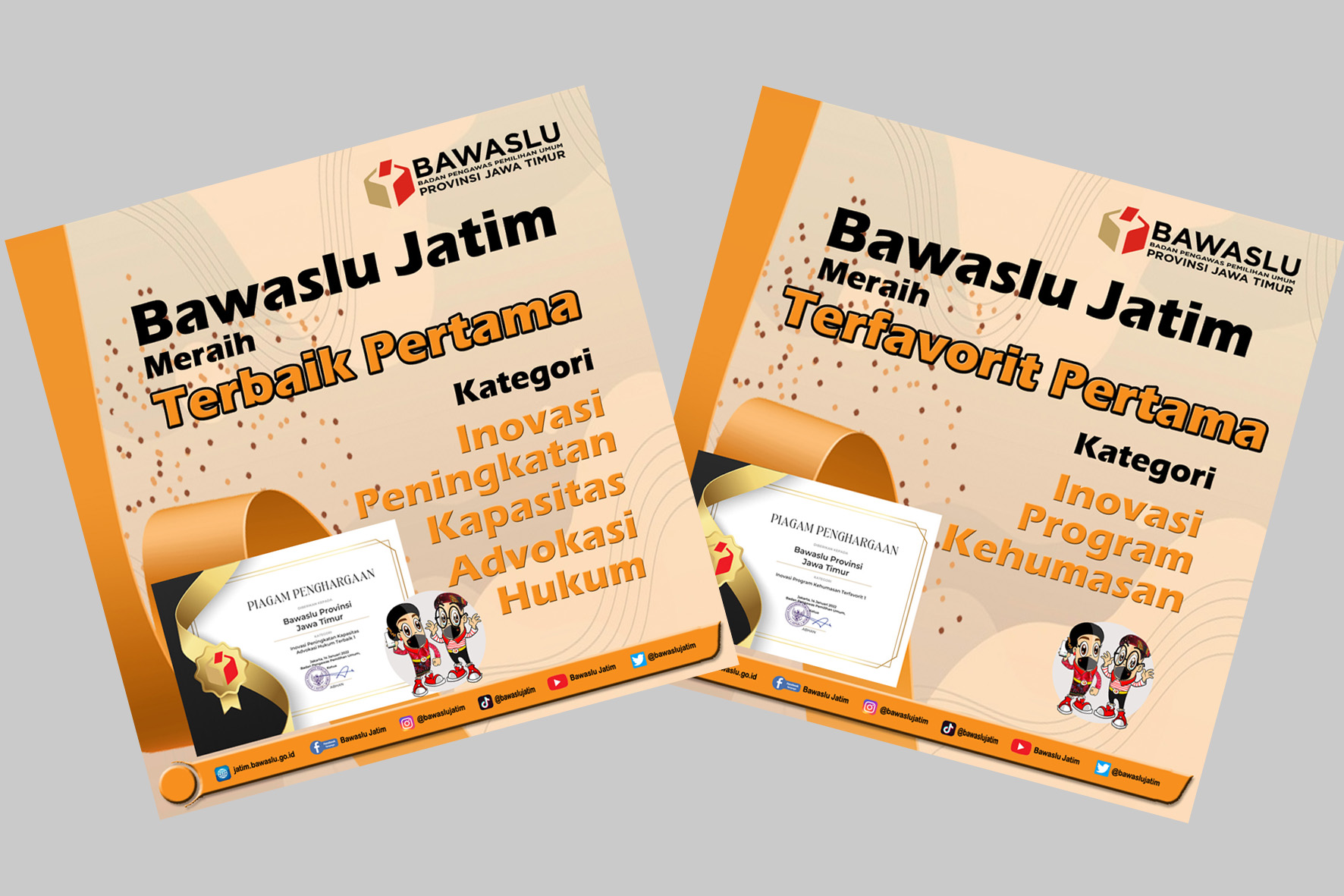 Bawaslu Jatim Raih Penghargaan Inovasi Kehumasan dan Peningkatan Kapasitas Advokasi Hukum