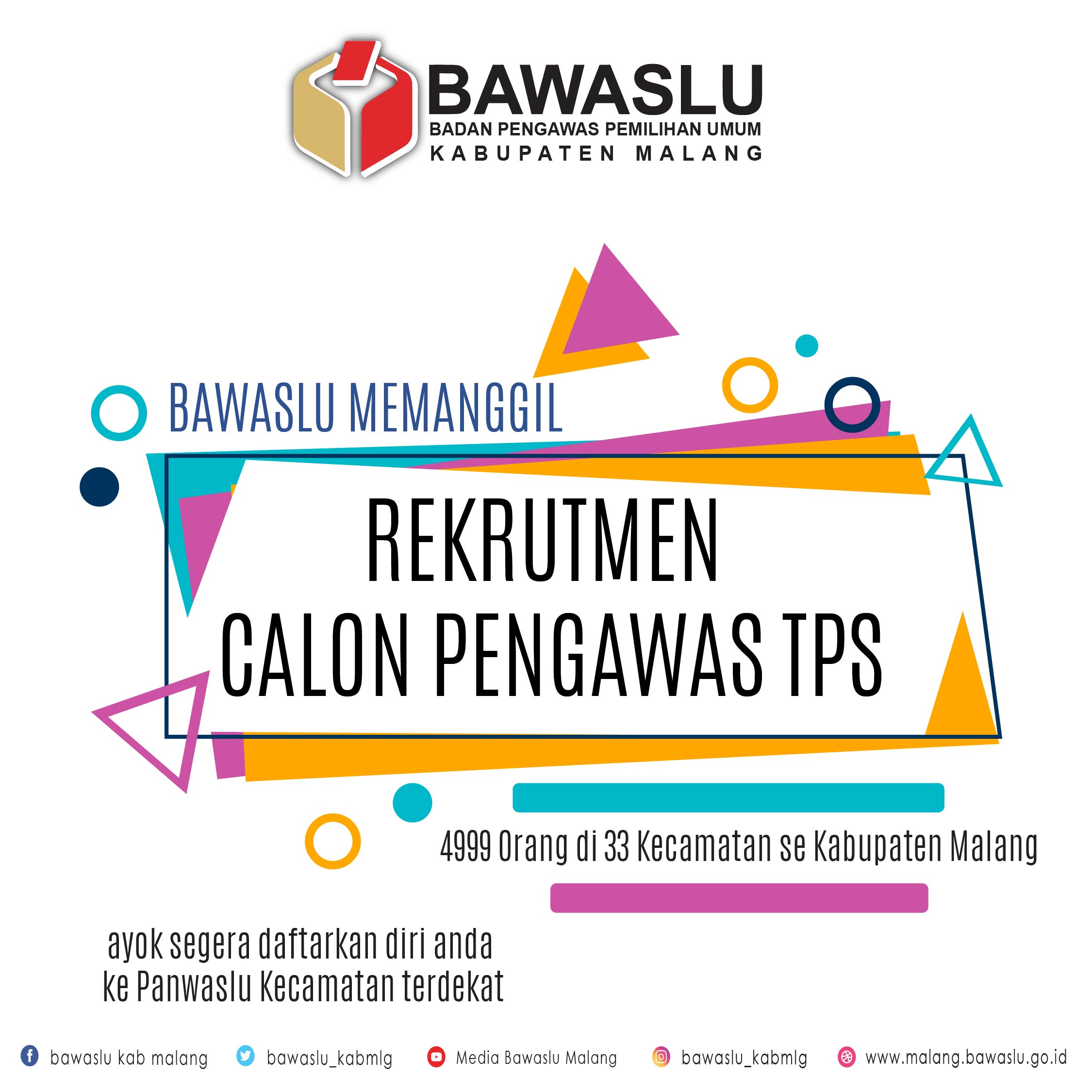 Bawaslu Kabupaten Malang akan Rekrut 4999 Pengawas TPS