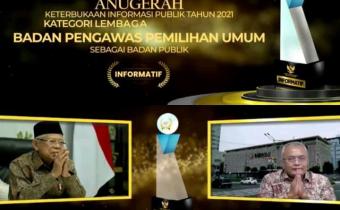 Bawaslu Raih Peringkat Pertama Lembaga Nonstruktural yang Informatif Tahun 2021